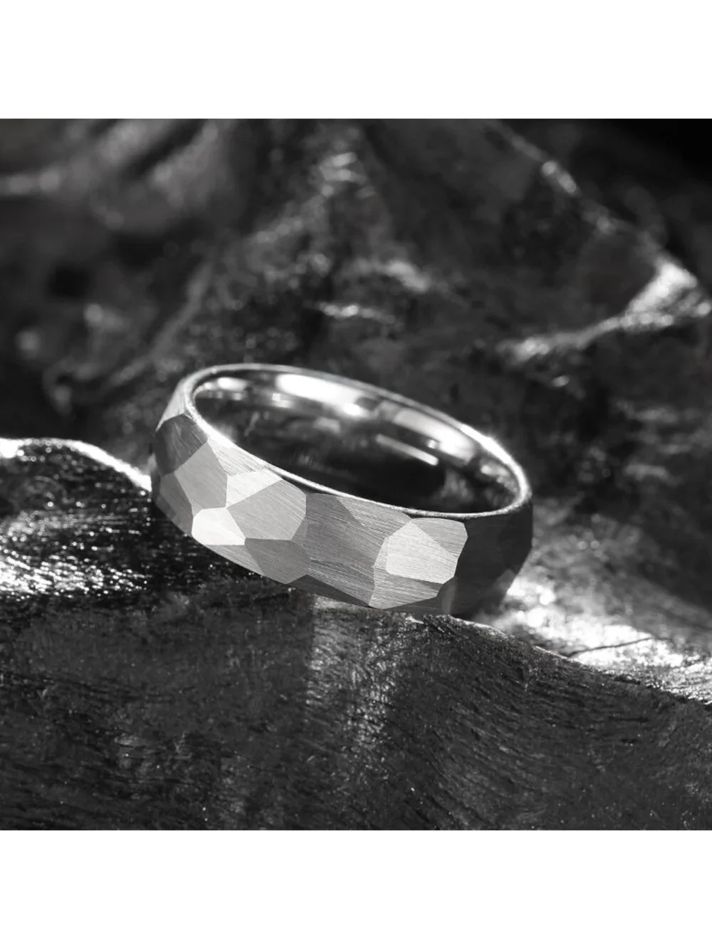Stylish Tungsten Carbide Wedding Band for Men & Women | Two-Tone, Hammered